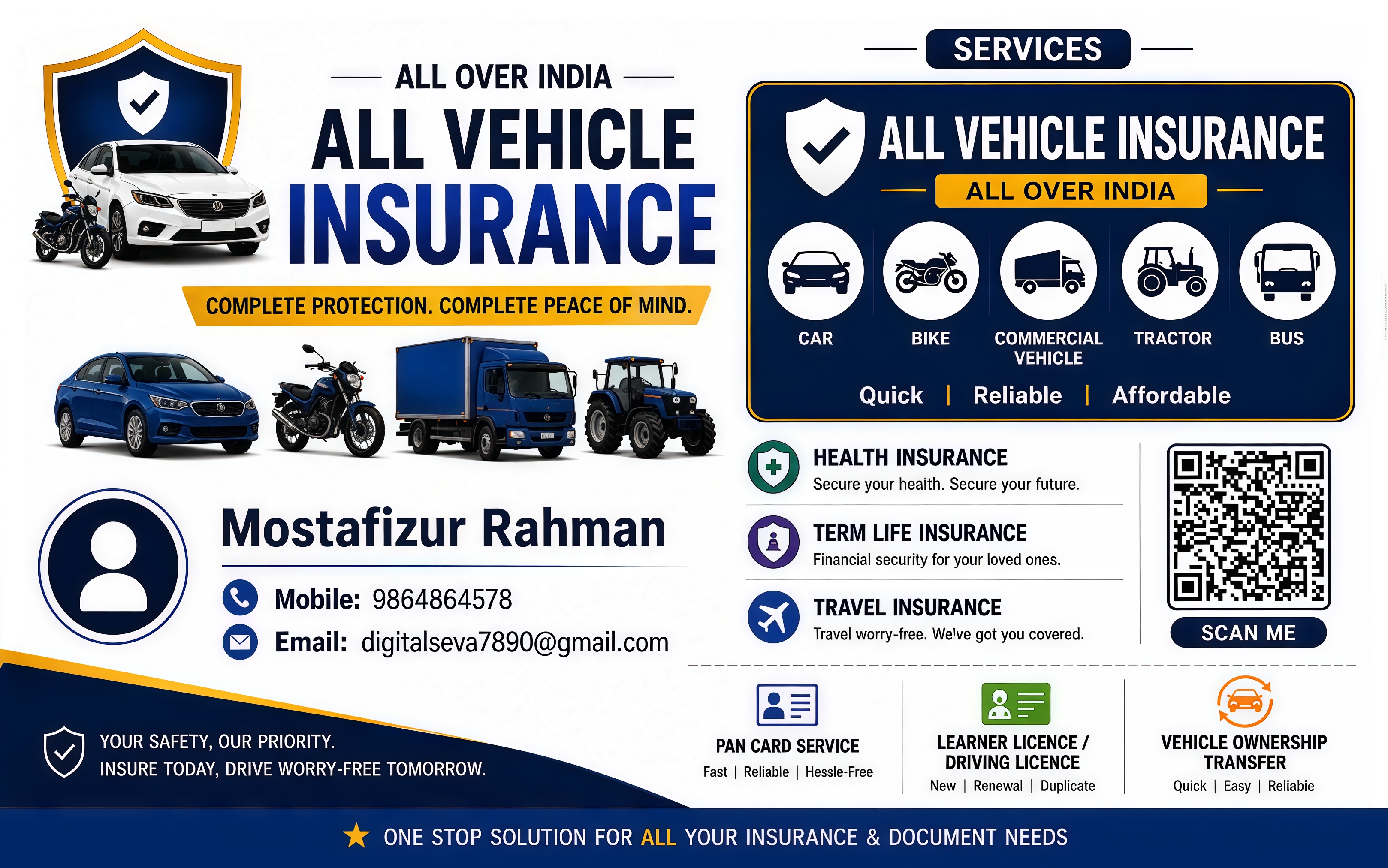 All Vehicle Insurance poster for Mostafizur Rahman